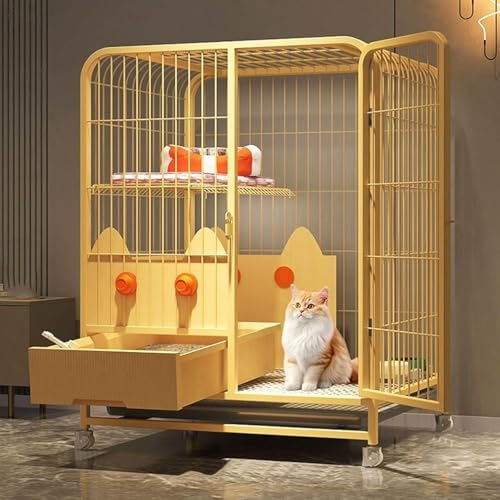 Großer Katzenkäfig aus Metalldraht für den Innenbereich mit Katzenklo und Rädern, höhere Seitenstege für sicheres und bequemes Haustiergehege Großer Katzenkäfig aus Metalldraht für den Innenbereich mit Katzenklo und Rädern, höhere Seitenstege für sicheres und bequemes Haustiergehege von Generisch
