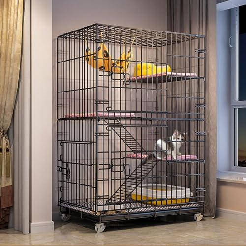 Großer Katzenkäfig für den Innenbereich mit Katzentoilette & Freigehege, zusammenklappbare Drahtbox für Katzen, Frettchen und Chinchillas, mit Rollen, Tablett und Hängematte Großer Katzenkäfig für den Innenbereich mit Katzentoilette & Freigehege, zusammenklappbare Drahtbox für Katzen, Frettchen und Chinchillas, mit Rollen, Tablett und Hängematte von Generisch