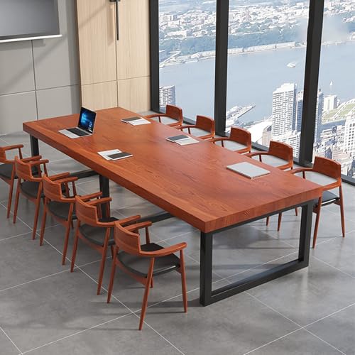 Großer Konferenztisch, Schreibtisch aus Massivholz, einfacher Aufbau für 5-10 Personen, mit Metallhalterung, ideal für große Meetings Großer Konferenztisch, Schreibtisch aus Massivholz, einfacher Aufbau für 5-10 Personen, mit Metallhalterung, ideal für große Meetings von Generisch