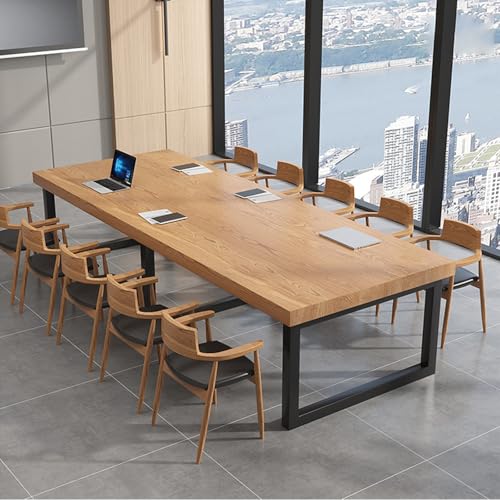 Großer Konferenztisch, Schreibtisch aus Massivholz, einfacher Aufbau für 5-10 Personen, mit Metallhalterung, ideal für große Meetings Großer Konferenztisch, Schreibtisch aus Massivholz, einfacher Aufbau für 5-10 Personen, mit Metallhalterung, ideal für große Meetings von Generisch