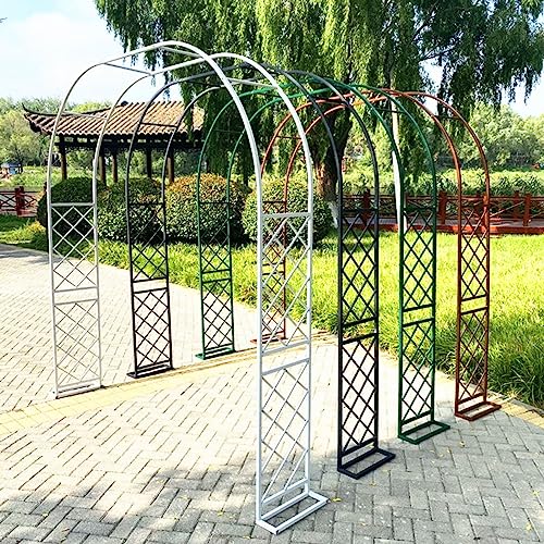 Großer Rosenbogen aus Metall für Kletterpflanzen, Schwarz/Weiß, Gartenlaube, stabile Außenstruktur, 310 cm x 250 cm, ideal für Rosen und Reben, elegante Landschaftsdekoration von Generisch