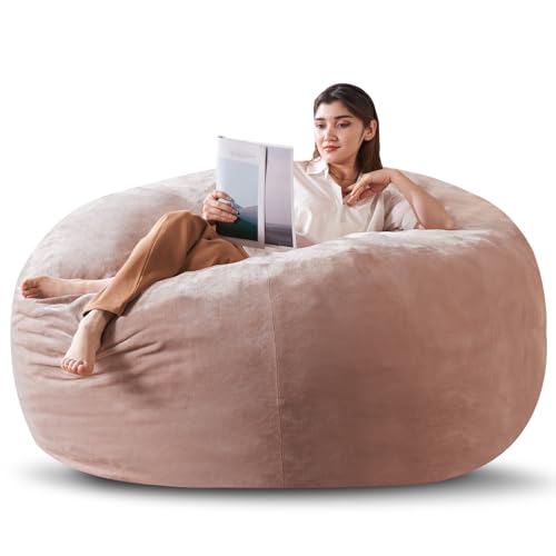 Großer XXL Sitzsack mit Memory-Schaum Füllung & waschbarem Bezug - Bean Bag für Erwachsene, Übergewichtige & Bett - Wohnzimmer Schlafzimmer Boden Gaming (pink, 150x150x60cm) von Generisch
