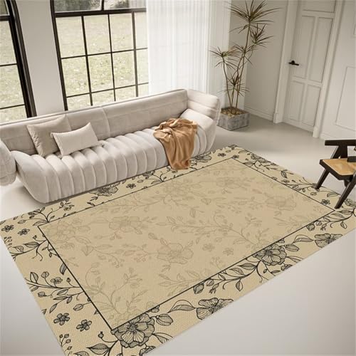 Großer Teppich mit Blumenmuster, 160 x 230 cm, rutschfester Wohnzimmerteppich, stilvolle Schlafzimmer-Dekoration, dekoratives Rahmendesign, perfekt für Wohnaccessoires Großer Teppich mit Blumenmuster, 160 x 230 cm, rutschfester Wohnzimmerteppich, stilvolle Schlafzimmer-Dekoration, dekoratives Rahmendesign, perfekt für Wohnaccessoires von Generisch