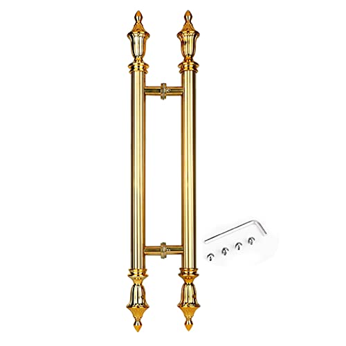 Großer Türgriff, H-Form, doppelseitig, Vintage-Stahl, Schiebegriff, europäisches Rundrohr-Schiebetür-Hardware, mit komplettem Set (Farbe: Gold, Größe: Länge 120 cm) von Generisch