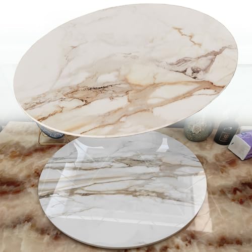 Großer drehbarer Servier-Drehteller für Ess- und Restauranttische, rutschfeste Marmor-Textur, Lazy Susan von Generisch