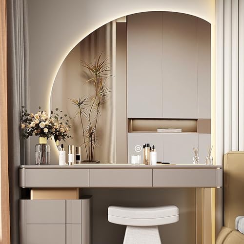Großer halbkreisförmiger LED-Badezimmerspiegel mit Lichtern, bruchsicheres Halbkreis-Design, 3 Farben, dimmbar, High-Definition-Silber-Finish, perfekt für moderne Badezimmer von Generisch