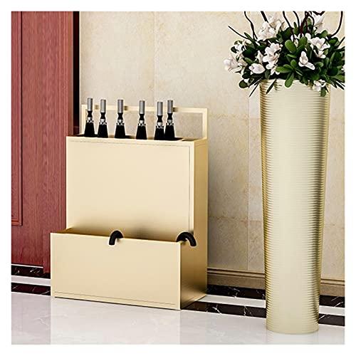 Großer kommerzieller Schirmständer – robuster Metallschirmhalter mit Abflusslöchern, hält 15–30 Regenschirme, stilvolles schwarzes Design für Hotels, Banken, Bars, Büros (Gold, 38 x 26 x 60 cm) von Generisch