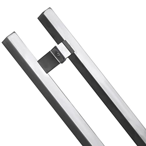 Großer kommerzieller Türgriff, rechteckig, doppelseitiger Scheunengriff, Ersatzteile-Set, Edelstahl, 80, 100, 120, 150 cm lang (Silber, 120 cm, 90 cm) von Generisch