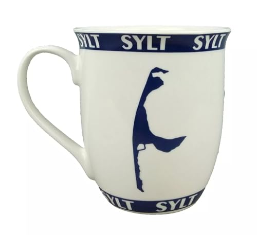 Großer maritimer Porzellan Becher - SYLT - Ebbe Flut - Inhalt 400ml Kaffeebecher Tasse maritimes Motiv (1277) von Generisch