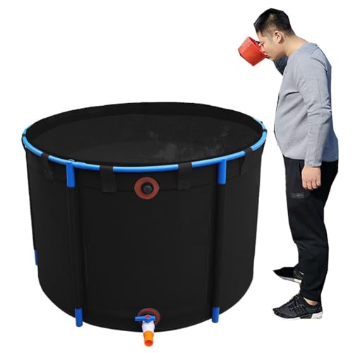 Großer runder oberirdischer Pool – robuster Segeltuch-Fischteich mit flexibler PVC-Auskleidung und stabilem Rahmen – ideales Aquarium für Koi/Goldfische (Schwarz, 3,5 x 0,8 m) von Generisch