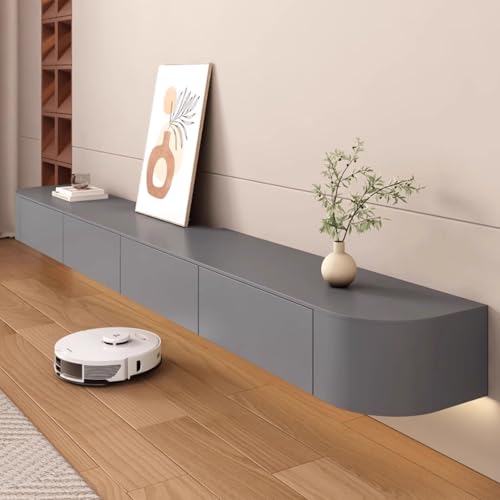 Großer schwebender TV-Ständer – Wandmontierte Medienkonsole mit Ablagefach – modernes Lowboard-TV-Regal für Multi-TVs – stilvoller grauer schwebender Schrank (280 x 20 x 24 cm) von Generisch