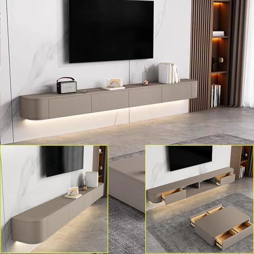 Großer wandmontierter schwebender TV-Ständer mit mehreren Staufächern, stilvolle Medienkonsole und Schrank für unter dem Fernseher, platzsparendes Design (300 x 20 x 24 cm) von Generisch