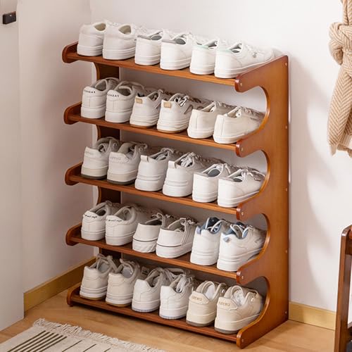 Großes Bambus-Schuhregal für kleine Räume, multifunktionales Eingangsregal, schmaler Präsentationsständer für Schrank, Ecktür, platzsparendes Design, 60 x 25 x 77 cm Großes Bambus-Schuhregal für kleine Räume, multifunktionales Eingangsregal, schmaler Präsentationsständer für Schrank, Ecktür, platzsparendes Design, 60 x 25 x 77 cm von Generisch