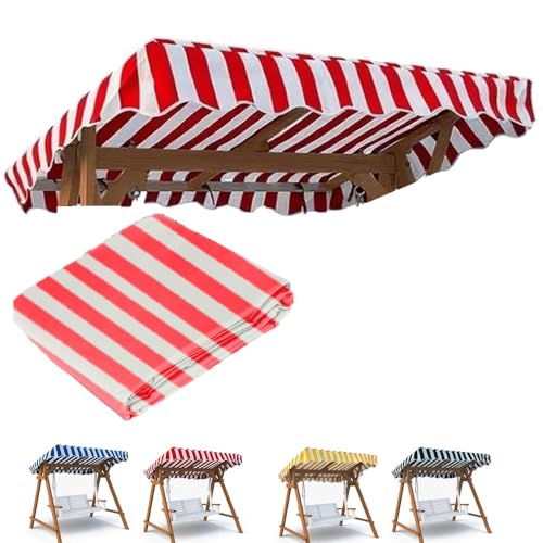 Großes Ersatz-Schaukeldach für den Außenbereich, 175,3 cm, 198,1 cm, 248,9 cm, Segeltuch-Stoff-Markise für Veranda-Hängleiter und Gartenbänke, Rot gestreift (160 x 109,2 cm) von Generisch
