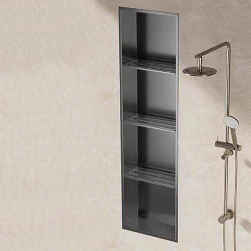 Großes Fassungsvermögen, wasserdichtes Edelstahl-Badregal – Nischendusche für Küche, Wohnzimmer & Schlafzimmer, Lagerregal (grau) – stilvolle platzsparende Lösung von Generisch