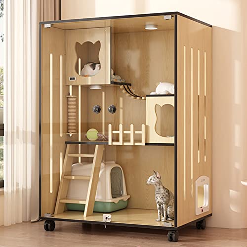 Großes Katzengehege aus Holz mit Fluchttüren und Rollen, multifunktionaler geschlossener Käfig für Hauskatzen zu Hause oder in Tiergeschäften Großes Katzengehege aus Holz mit Fluchttüren und Rollen, multifunktionaler geschlossener Käfig für Hauskatzen zu Hause oder in Tiergeschäften von Generisch