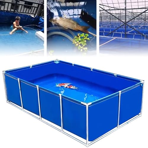Großes PVC-Segeltuch-Aquarium, Segeltuch-Fischteich mit Unterstützung, Aquarium-Ornament-Swimmingpool mit Ablassventil, oberirdischer Aquarium, Pool, Teich für Koi-Fischschildkröten (1,5 x 1 x 0,7 m von Generisch