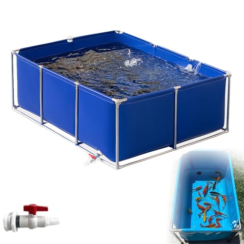 Großes PVC-Segeltuch-Aquarium, Segeltuch-Fischteich mit Unterstützung, Aquarium-Ornament-Swimmingpool mit Ablassventil, oberirdischer Aquarium, Pool, Teich für Koi-Fischschildkröten (1,5 x 1 x 0,7 m von Generisch