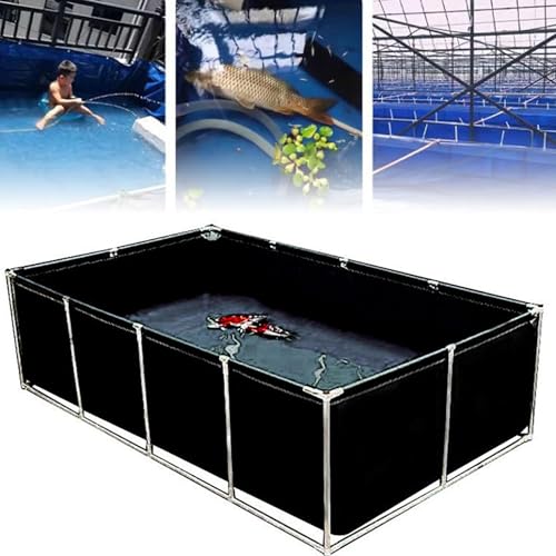 Großes PVC-Segeltuch-Aquarium, Segeltuch-Fischteich mit Unterstützung, Aquarium-Ornament-Swimmingpool mit Ablassventil, oberirdischer Aquarium, Pool, Teich für Koi-Fischschildkröten (1,5 x 1 x 0,7 m von Generisch