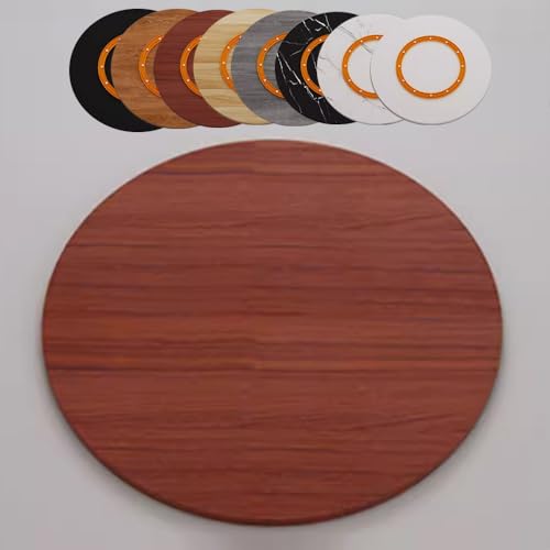 Großes Serviertablett aus Holz, 80–100 cm, leise, drehbar, für Esstisch und Küche, Teak-Finish, perfekt für Unterhaltung und einfachen Zugang (55 cm) von Generisch