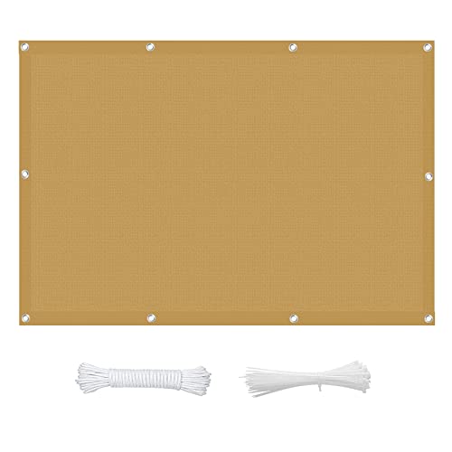 Großes Sonnensegel, 5,5 x 10 m, 95 % UV-Schutz, wasserfest, für Terrasse, Garten, Hinterhof, Khaki, inklusive kostenlosem Seil für einfache Installation von Generisch