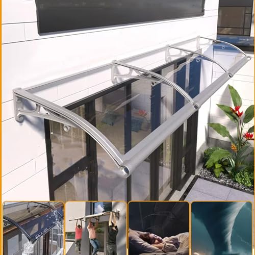 Großes Türvordach Markise mit Dachrinne selbstreinigend leise perfekt für Vorder-/Hintertür & Terrasse Outdoor Regenschutz 120x200 cm Wetterbeständiger Unterstand von Generisch