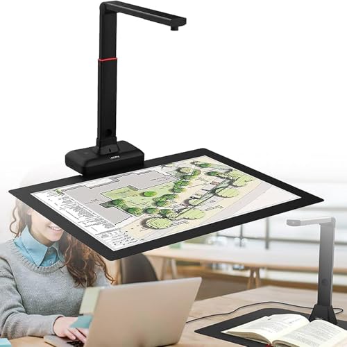 Großformatiger Buchscanner mit einstellbarer Höhe, maximaler Scanbereich 420x297mm, 90°-Klappspeicher, integriertes LED-Fülllicht für Manuskripte und Karten von Generisch