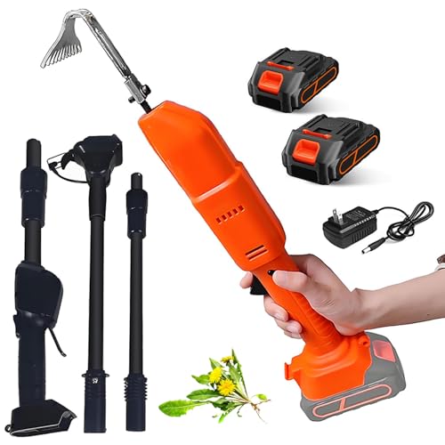 Grubber Hacke Elektrisch Gartenwerkzeug Wiederaufladbare Lithiumbatterie & Teleskopstange 2-in-1 Hacke und Rechen für Bodenlockerung und Jäten von Generisch