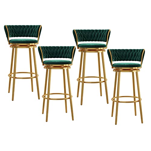 Grüne gepolsterte Thekenhocker 4er Set mit 360° Drehgelenk Modernes Design für Küche und Esszimmer 75.1 cm Höhe Gold Metall Chrom Basis von Generisch