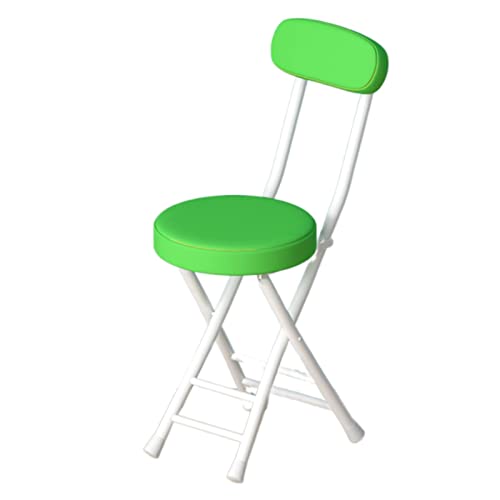 Grüner PU-gepolsterter Klapphocker mit Rückenlehne, tragbar, zusammenklappbar, rund, gepolstert, für Küche, Büro, Schminktisch, platzsparende und bequeme Sitzlösung Grüner PU-gepolsterter Klapphocker mit Rückenlehne, tragbar, zusammenklappbar, rund, gepolstert, für Küche, Büro, Schminktisch, platzsparende und bequeme Sitzlösung von Generisch