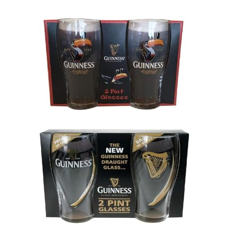 Guinness Offizielles Merchandise-Produkt, Gravity und Tukan-Glas-Design, 4 Stück von Generisch