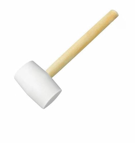 Gummihammer mit weißem Hammerkopf Naturholzstiel kompakt 288g Kein Abfärben Ideal z.B. für einen Windschutz Strand Camping Garten Passt zusammen mit einem Windschutz in die TS CREATIVE PRODUCTS-Tasche von Generisch