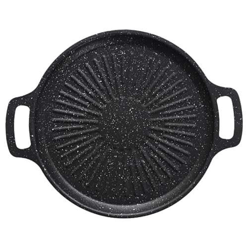 Kohlenstoffstahl Grillplatte Geriffelt,Kohlenstoffstahl Voreingebrannt Zum Braten,Grillplatte Gasgrill Und Holzkohlegrill Geeignet,Grillpfanne Groß,Kohlenstoffstahlpfanne Und Bratpfanne,Ø:30cm von Generisch