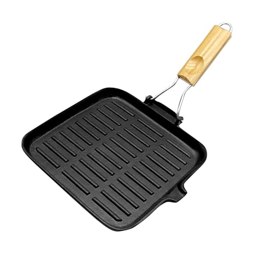 Gusseisenpfanne - Grillpfanne Zum Backen | Antihaft-Grillpfanne | Gusseisen Bratpfanne | Gusseisenpfanne Mit Klappbarem Griff Zum Kochen, Backen, Grillen, Küchenherd, Ofen, Outdoor, von Generisch