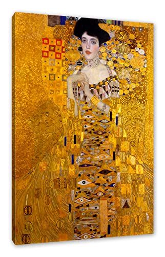 Gustav Klimt - Adele Bloch-Bauer I als Leinwandbild / Größe: 60x40 cm / Wandbild / Kunstdruck / fertig bespannt, Weiß von Generisch