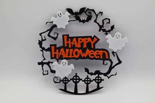 H A L L O W E E N Türkranz aus Acryl Boo oder Happy Halloween - Handgemachte Deko für Wand oder Türkranz einzeln oder im Set (Happy Halloween) von Generisch