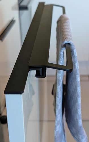 HANDTUCHHALTER GESCHIRRTUCHHALTER SCHWARZ ELOXIERT 470mm FÜR GRIFFLEISTEN IN KÜCHE Bad OHNE Bohren ZUM AUFSCHIEBEN von Generisch