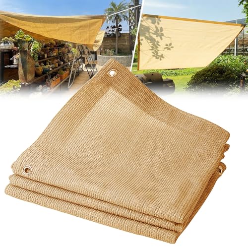 HDPE Terrassenzaun mit Ösen, 95 % UV-Blockierung, Baldachin, Schattenstoff für Terrasse, Wärmeisolierung und Sonnenschutz, individuelle Größe, Beige (5 x 8 m) von Generisch