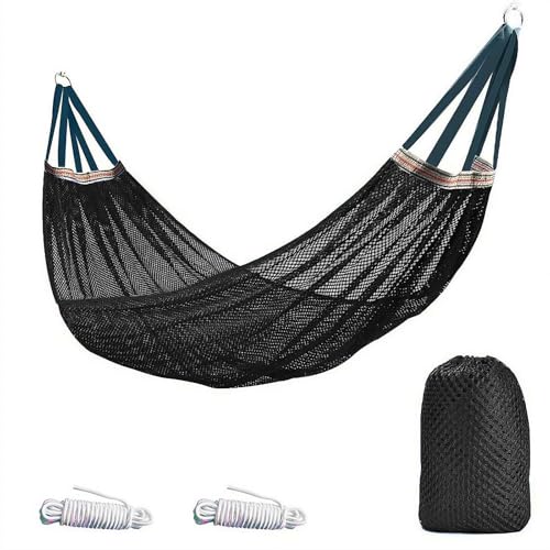 Hängematte Ultraleicht Reise Camping Outdoor Hängematte 204.1 kg Tragfähigkeit Atmungsaktiv Tragbar Nylon Stoff Hängematte Set Multifunktional Outdoor Indoor Garten Wandern Strand (Schwarz) von Generisch