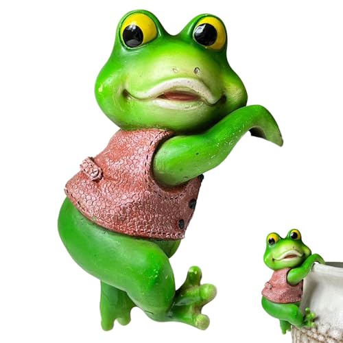 Hängende Frösche | Deko Garten Frosch Figuren | Harz Hängefrosch Tier Ornament Für Blumentopf | Neuheit Cartoon Blumentopf Dekoration Skulptur Für Garten Hinterhof von Generisch