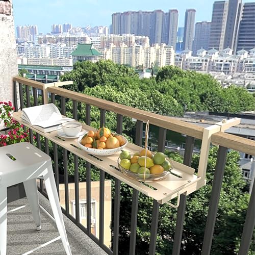 Hängender Gartentisch mit starker Metallhalterung - Einfache Montage Outdoor Bartisch für Balkon & Garten von Generisch