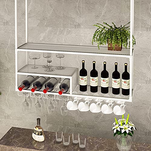 Hängendes Weinglasregal im Industrie-Stil, doppelte Decke, Weinflaschenregal für Höhle, Bar, schwarzes Schmiedeeisen, Weinregal für Küche, Schönheit steht an erster Stelle von Generisch
