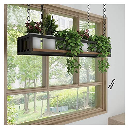 Hängeregal aus Holz, Metall, Küchenregal und Blumenständer, rechteckiges Design, braune Oberfläche, 80 x 25 x 15 cm, ideal für platzsparende Organisation und stilvolle Dekoration von Generisch