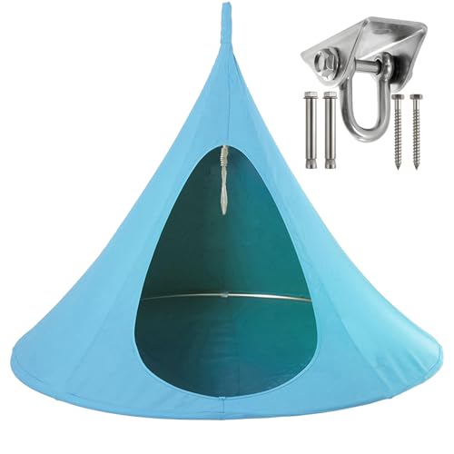 Hängesessel - Indoor & Outdoor Schaukel Sitz - 100 200 kg Tragkraft mit Edelstahl Drehhaken - Polyestergewebe Nestschaukel Blau 1 * 1,1 m 39 * 43 Zoll von Generisch