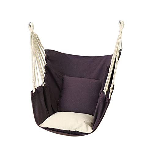 Hängesessel-Schaukel mit 2 Kissen, unterstützt bis zu 150 kg, für drinnen und draußen, Komfort, perfekt für Zuhause, Schlafzimmer, Terrasse, Deck, Garten, Dunkelviolett von Generisch