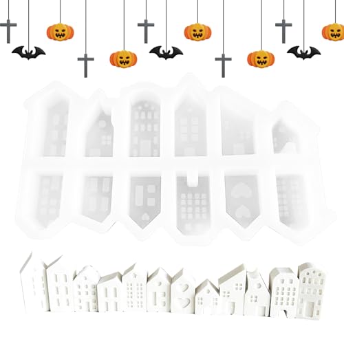 Häuser Harzform – 12 Häuser Süßigkeiten Zucker Cupcake Topper Backform – Schokolade Fondant für Kuchendekoration Häuser Harzform – 12 Häuser Süßigkeiten Zucker Cupcake Topper Backform – Schokolade Fondant für Kuchendekoration von Generisch