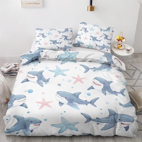 Hai Deko - Hai Bettwäsche 135x200 Winter, Jungen Cartoon Meerestiere Bettbezug 135 x 200 2er Set mit 1 Kissenbezug 80x80, Weiche Mikrofaser Winterbettwäsche mit Reißverschluss P&182 Hai Deko - Hai Bettwäsche 135x200 Winter, Jungen Cartoon Meerestiere Bettbezug 135 x 200 2er Set mit 1 Kissenbezug 80x80, Weiche Mikrofaser Winterbettwäsche mit Reißverschluss P&182 von Generisch
