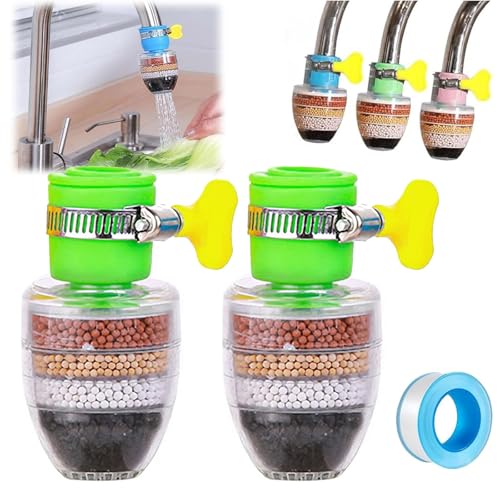 Hailnrothwad Magic Charcoal Wasserfilter, 6-lagiger Kohlewasserfilter-Wasserhahn, Wasserhahnfilter für Küchenspüle, für 1/2-Zoll- bis 3/4-Zoll-Wasserhähne (Grün) von Generisch