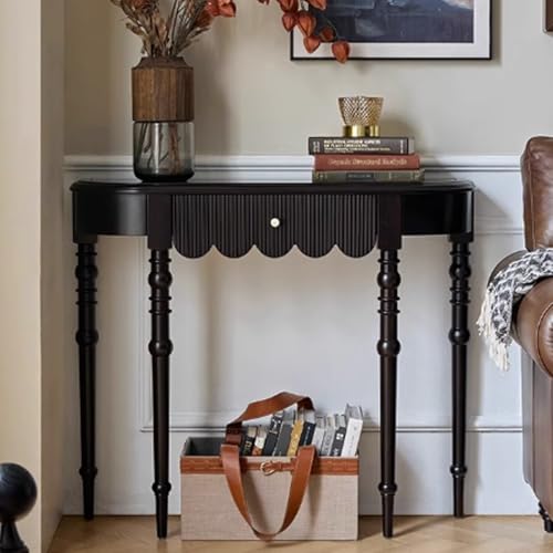Halbmond Konsolentisch Massivholz Eingangstisch mit Schublade Elegantes Vintage Design für Wohnzimmer und Flur Halbmond Konsolentisch Massivholz Eingangstisch mit Schublade Elegantes Vintage Design für Wohnzimmer und Flur von Generisch