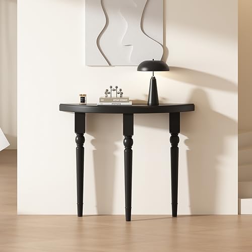 Halbmond-Konsolentisch aus Massivholz, elegantes Vintage-Design für enge Räume, perfekt für Eingangsbereich, Wohnzimmer oder Foyer, einfach zu montieren von Generisch